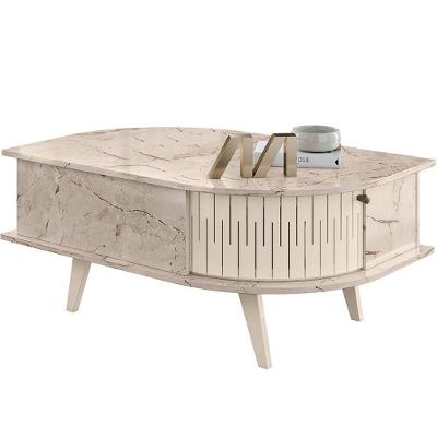Mesa De Centro índia 2 Portas 90x60 Cm Calacata/off White