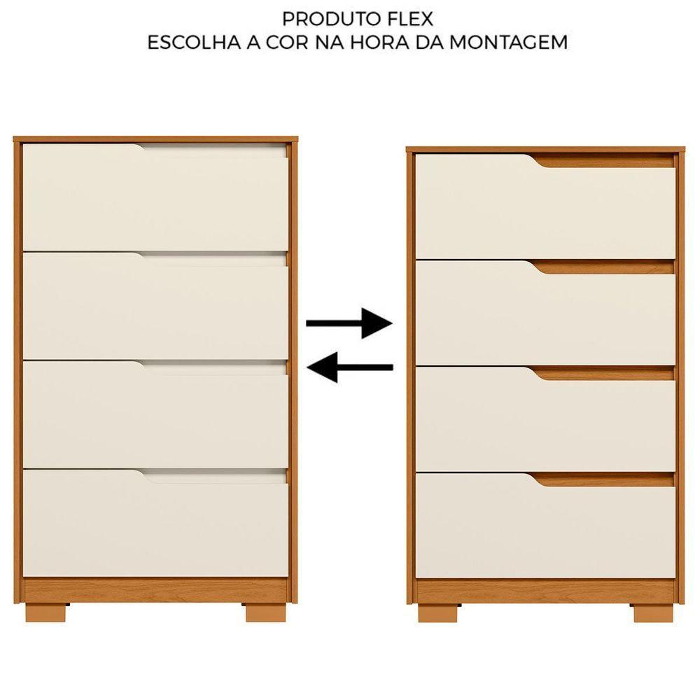 Cômoda 4 Gavetas Usinadas Flex Sara Cinamomo/off White - 2