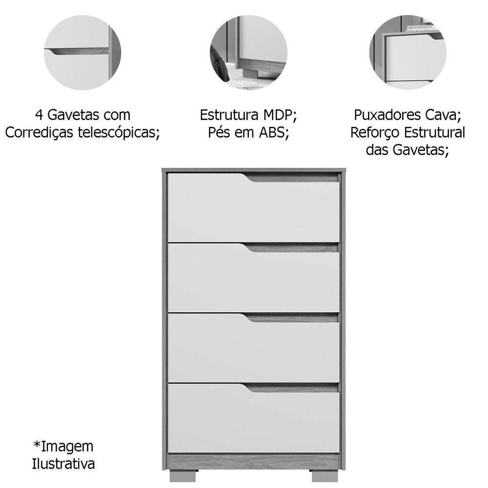 Cômoda 4 Gavetas Usinadas Flex Sara Cinamomo/off White - 4