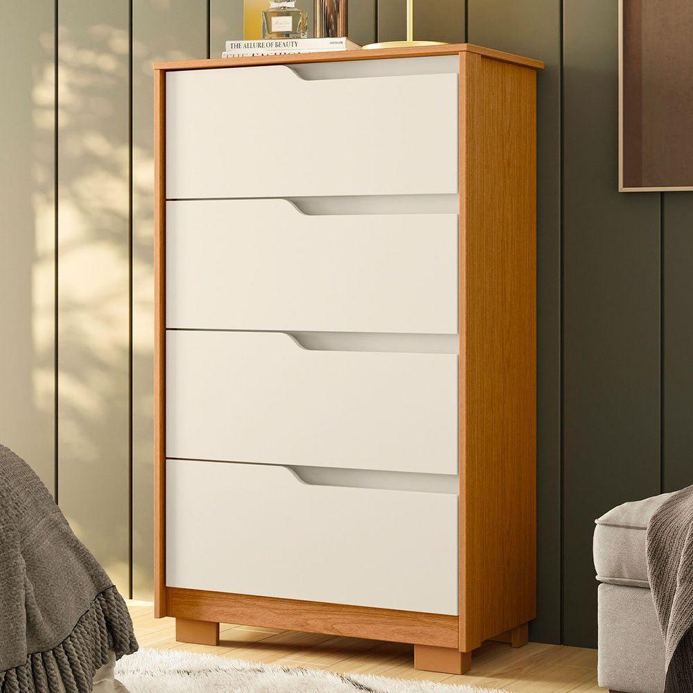 Cômoda 4 Gavetas Usinadas Flex Sara Cinamomo/off White - 9