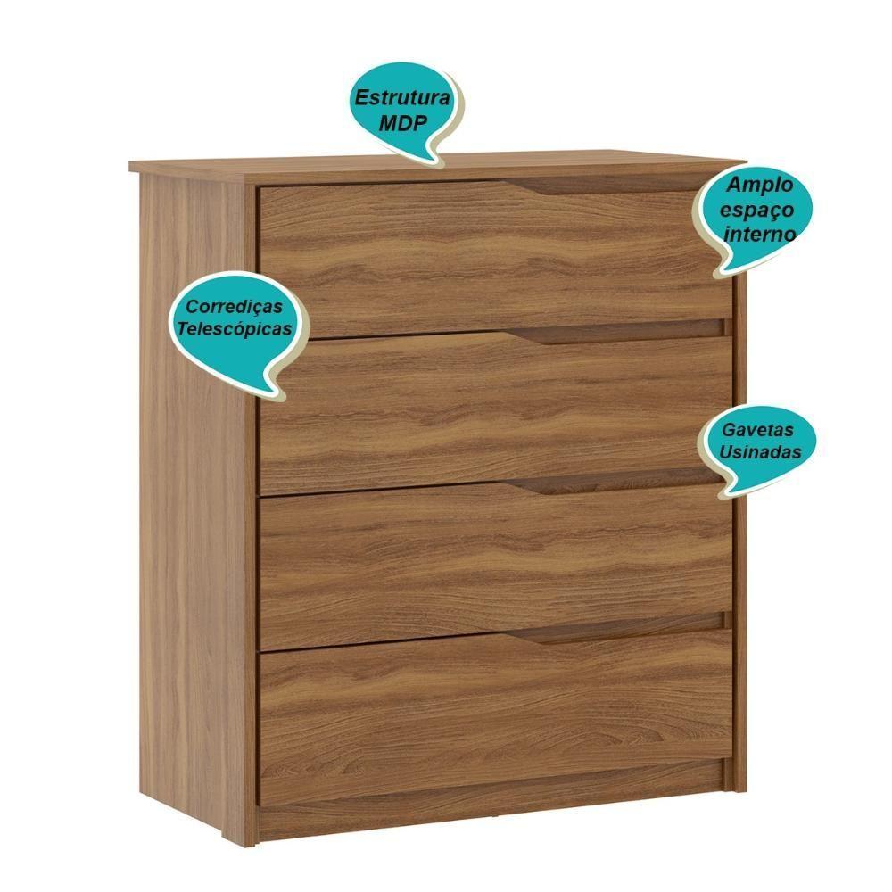 Kit Guarda Roupa Solteiro 6 Portas Flash Ii Cômoda Atria Amêndola Touch - 7