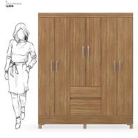 Kit Guarda Roupa Solteiro 6 Portas Flash Ii Cômoda Atria Amêndola Touch - 8