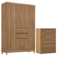 Kit Guarda Roupa Solteiro 6 Portas Ecom Ii Cômoda Astral Amêndola Touch - 1