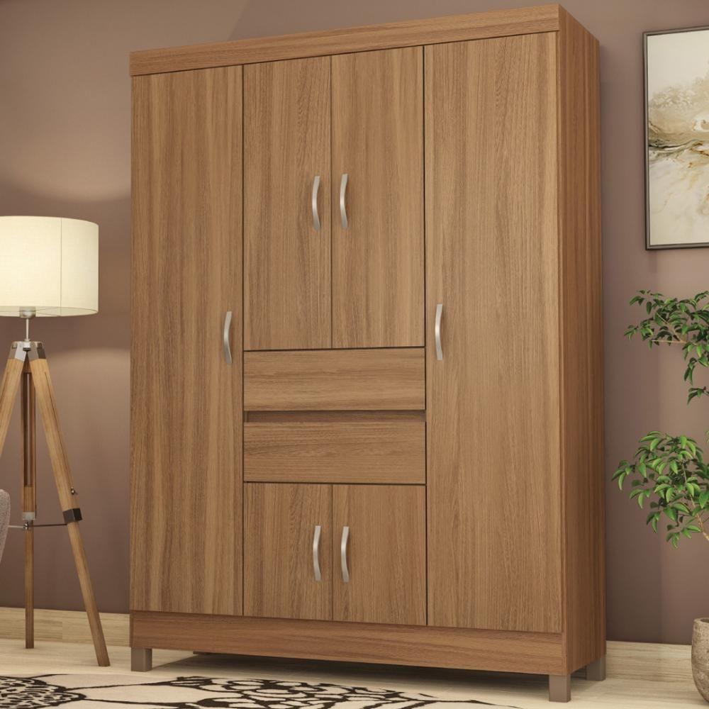 Kit Guarda Roupa Solteiro 6 Portas Ecom Ii Cômoda Atria Amêndola Touch - 7