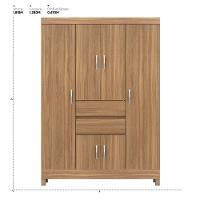 Kit Guarda Roupa Solteiro 6 Portas Ecom Ii Cômoda Atria Amêndola Touch - 2