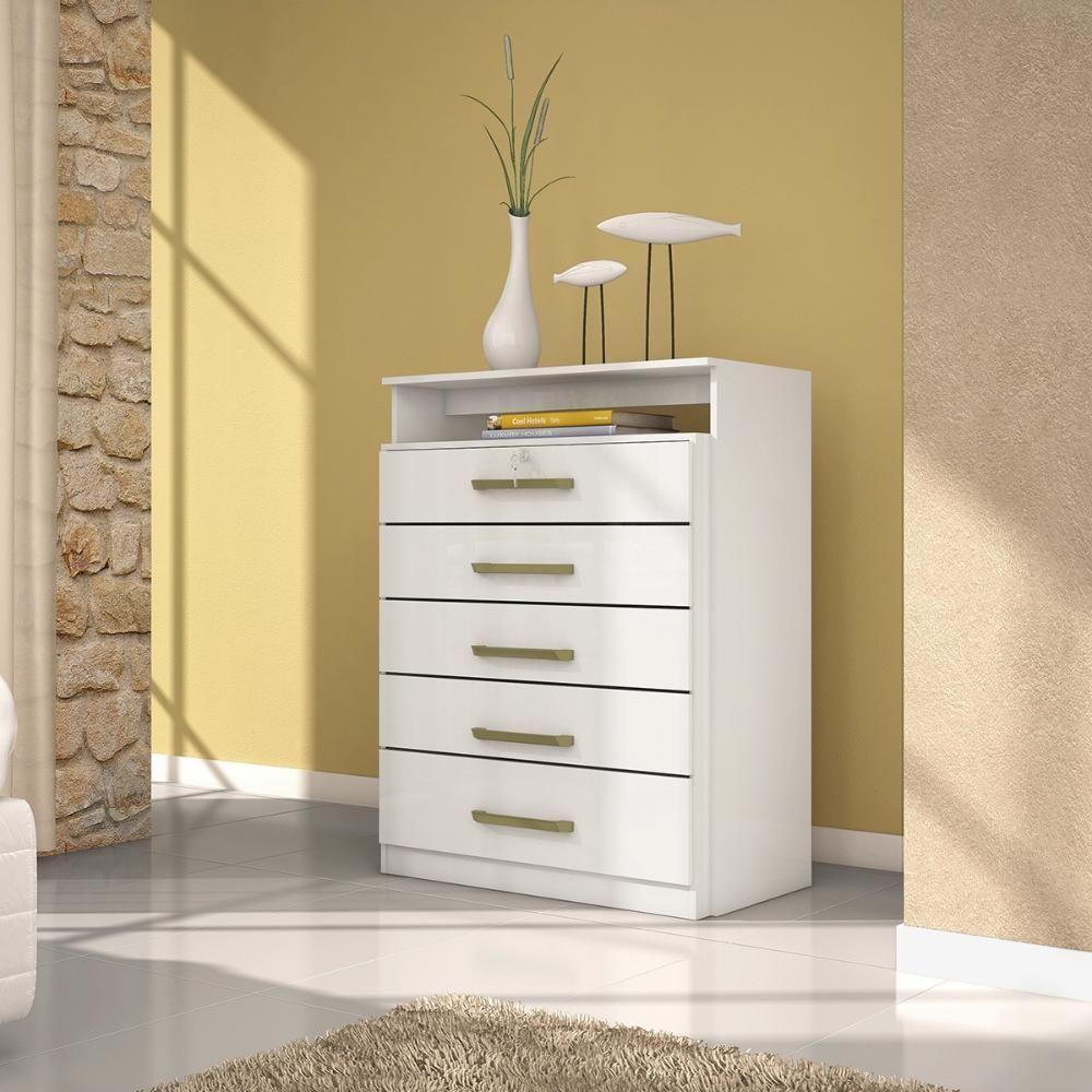 Kit Guarda Roupa Solteiro 6 Portas Ecom Ii Cômoda Triunfo Branco - 2