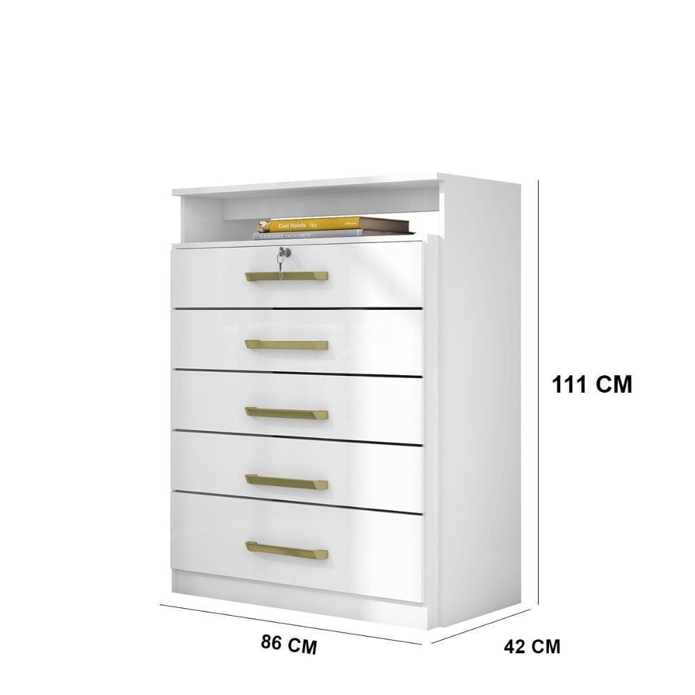 Kit Guarda Roupa Solteiro 6 Portas Ecom Ii Cômoda Triunfo Branco - 4