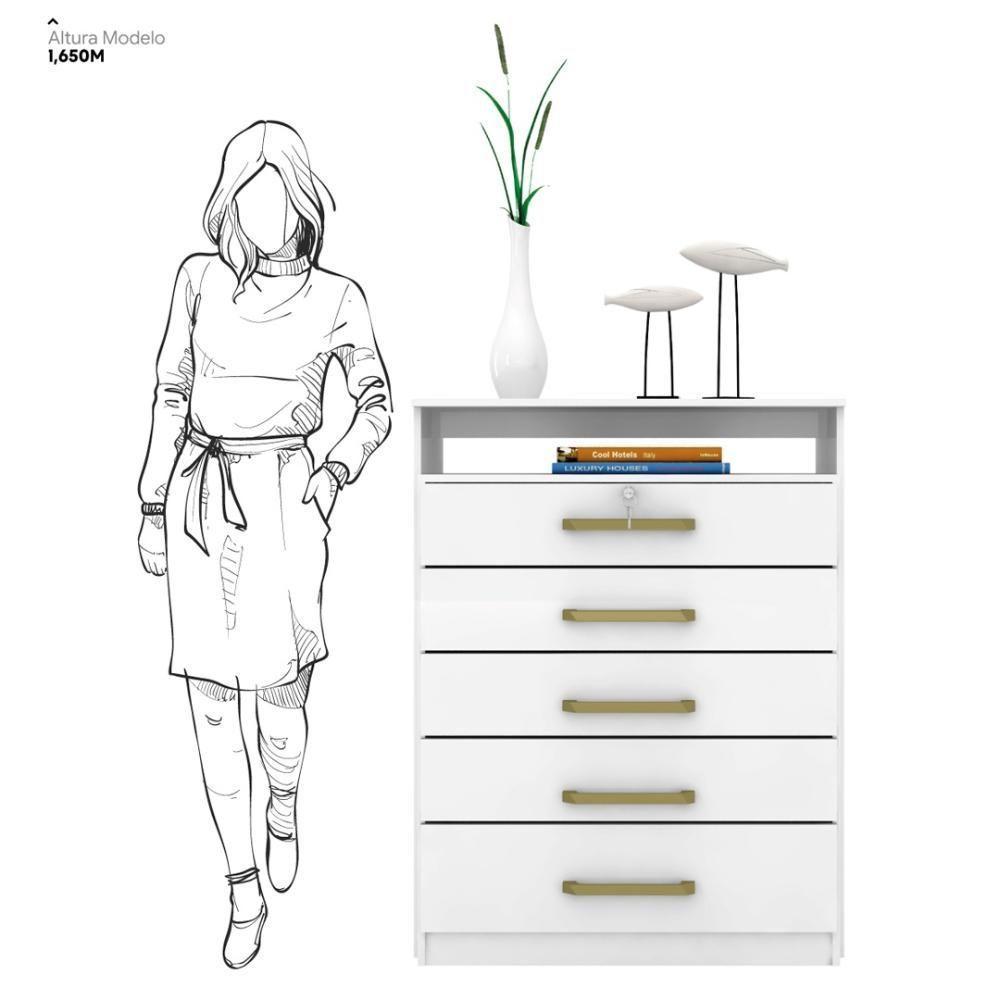 Kit Guarda Roupa Solteiro 6 Portas Ecom Ii Cômoda Triunfo Branco - 9