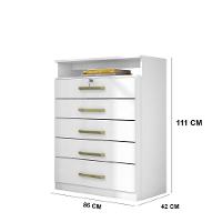 Kit Guarda Roupa Solteiro 6 Portas Ecom Ii Cômoda Triunfo Branco