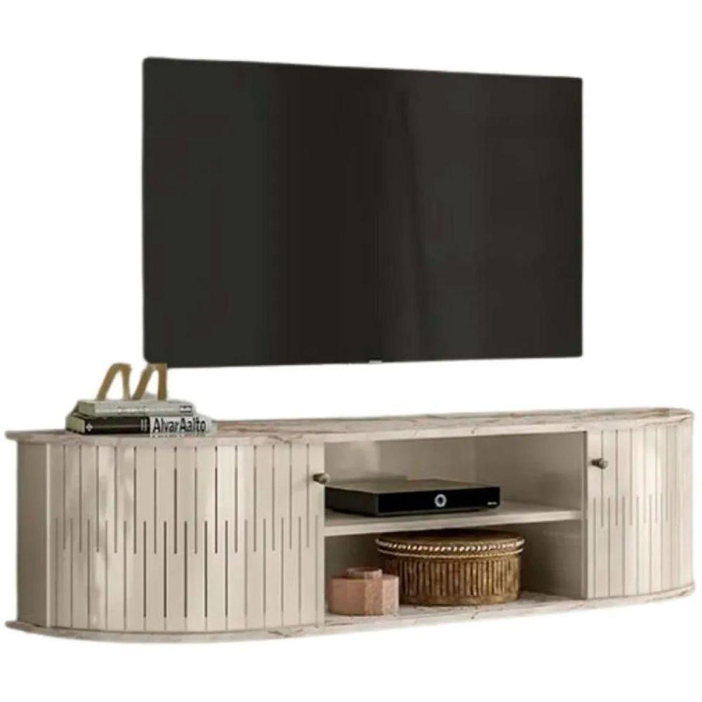 Rack Suspenso 2 Portas Moderno Para Tv De 60 Polegadas Calacata/off White - 1