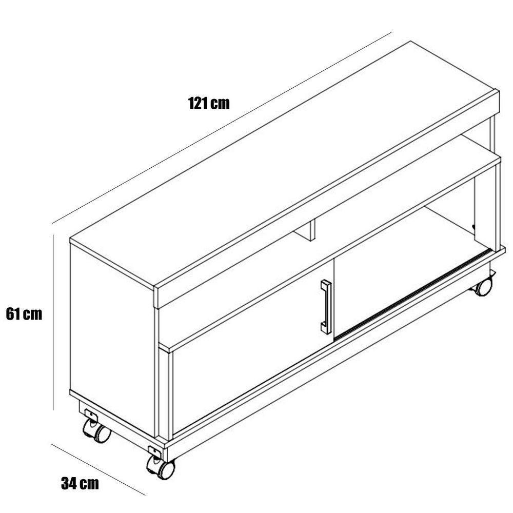 Rack Bancada Abel 1 Porta De Correr Para Tv De 50 Polegadas Cinamomo/off White - 2