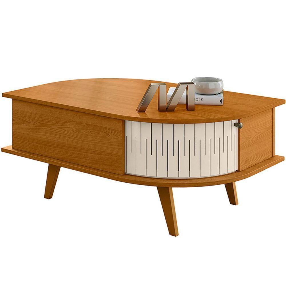 Mesa De Centro índia 2 Portas 90x60 Cm Cinamomo/off White - 1