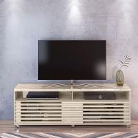 Rack Bancada Foz 2 Portas Rodízios Tv Até 75 Polegadas Calacata/off White - 2