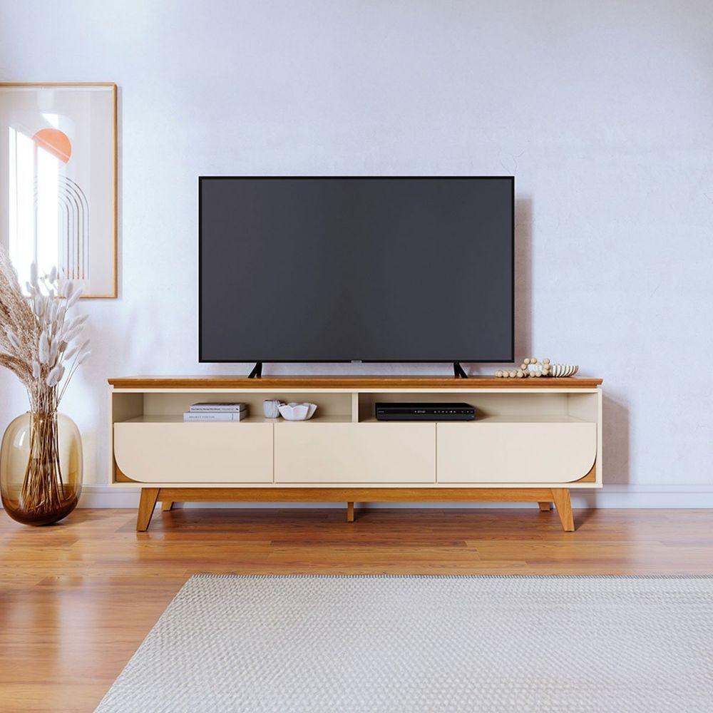 Rack Bancada Serena 3 Gavetas Para Tv De 75 Polegadas Cinamomo/off White - 5