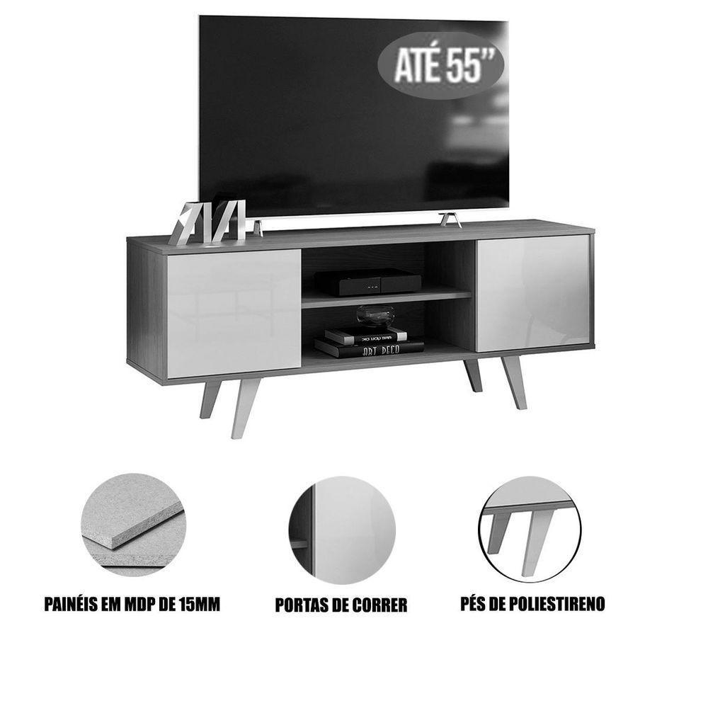 Rack Bancada Para Tv 55 Com 2 Portas E 1 Prateleira Líbano Cinamomo/off White - 3