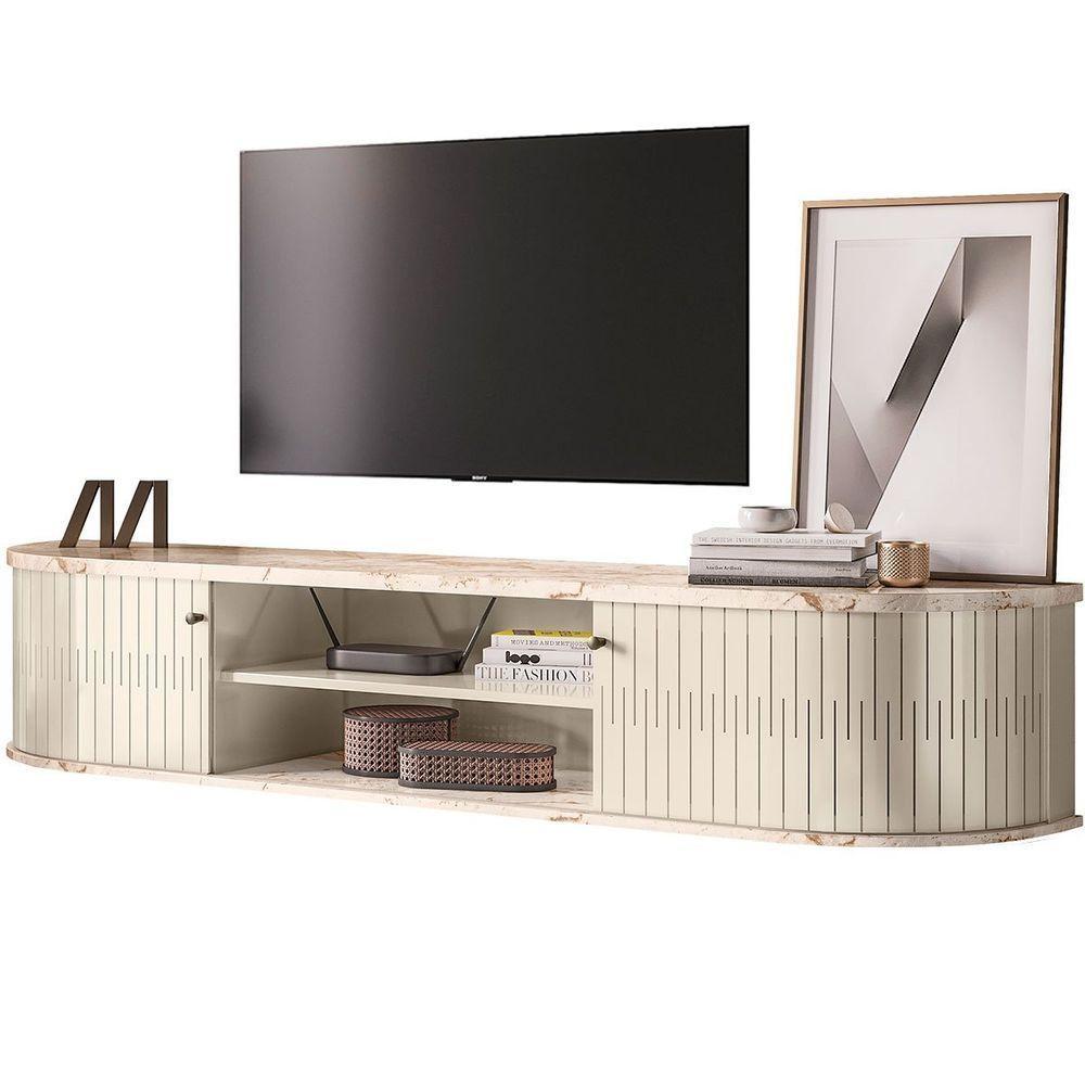 Rack Suspenso 2 Portas Faro Para Tv De 75 Polegadas Calacata/off White - 1