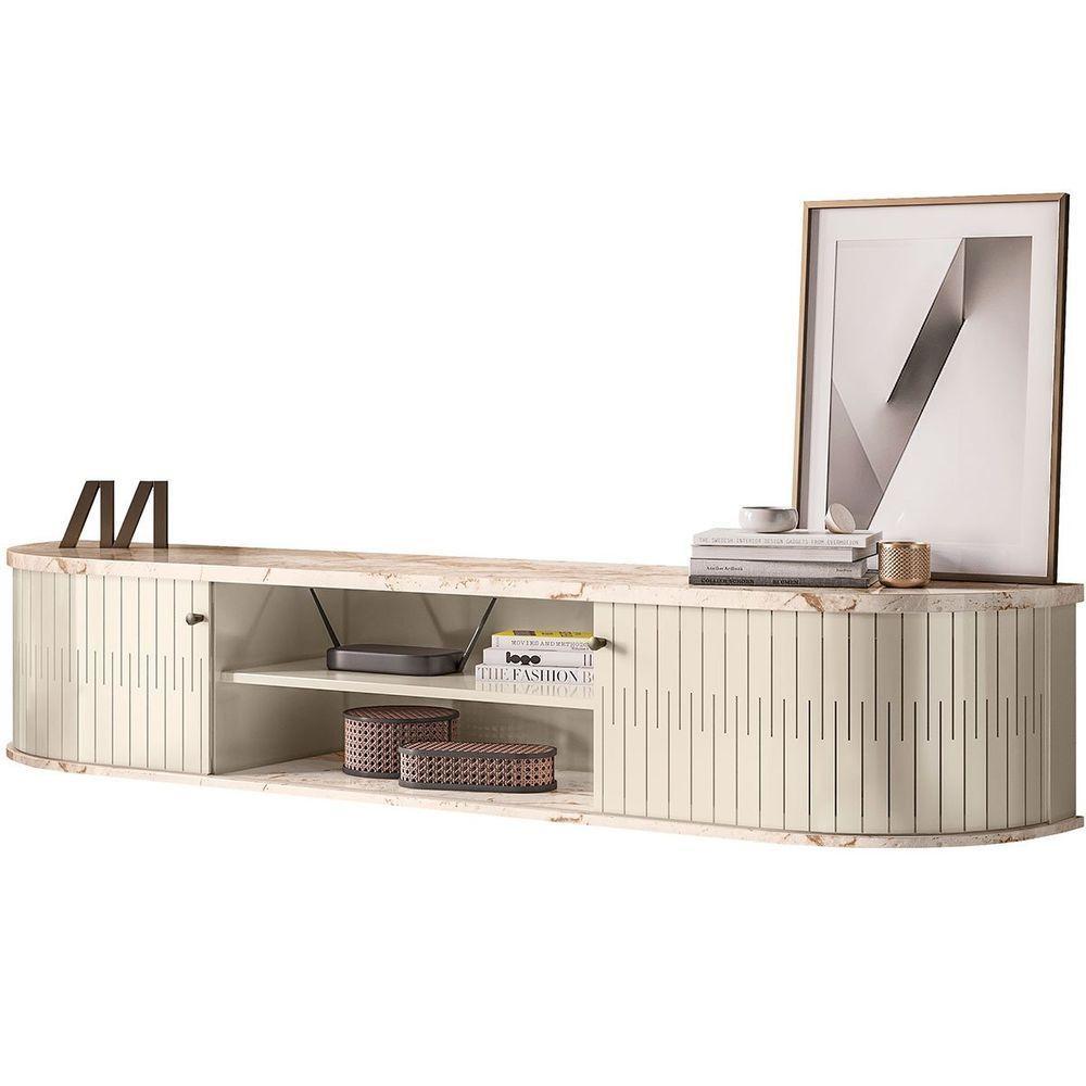 Rack Suspenso 2 Portas Faro Para Tv De 75 Polegadas Calacata/off White - 2