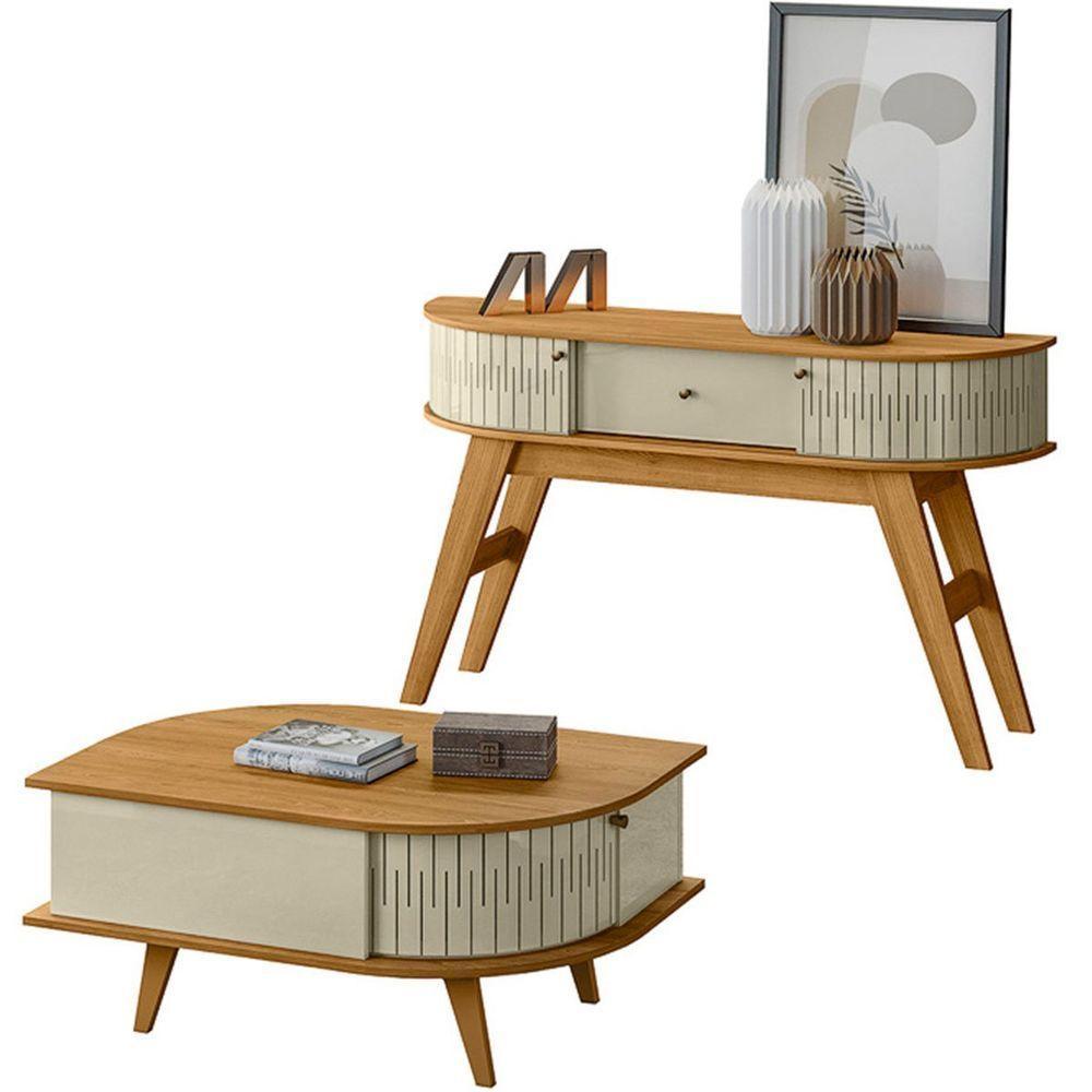 Kit Aparador Histórico E Mesa De Centro índia Cumaru/opala - 1