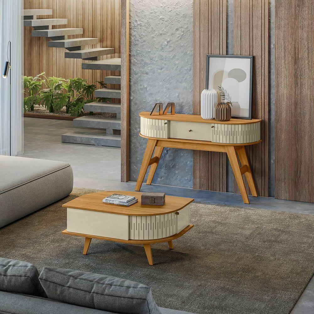 Kit Aparador Histórico E Mesa De Centro índia Cumaru/opala - 2