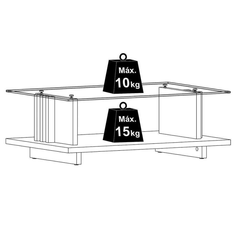 Kit Aparador Para Sala E Mesa De Centro Tampo De Vidro Foz Cumaru/opala - 7