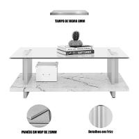 Kit Aparador Para Sala E Mesa De Centro Tampo De Vidro Foz Cumaru/opala - 5