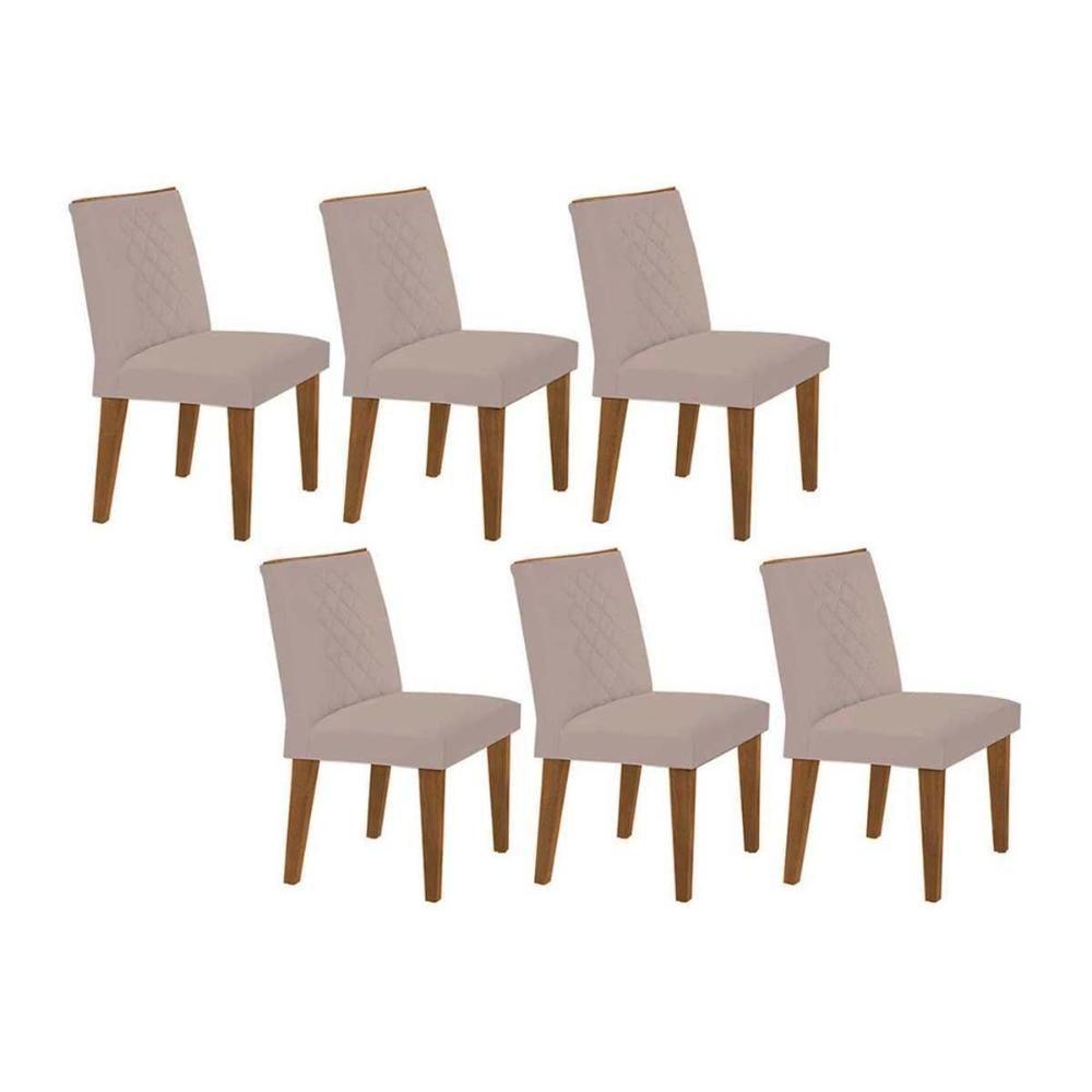 Kit 6 Cadeiras Sala Jantar Jade 6 Un Capuccino Suede Creme Rufato - 1