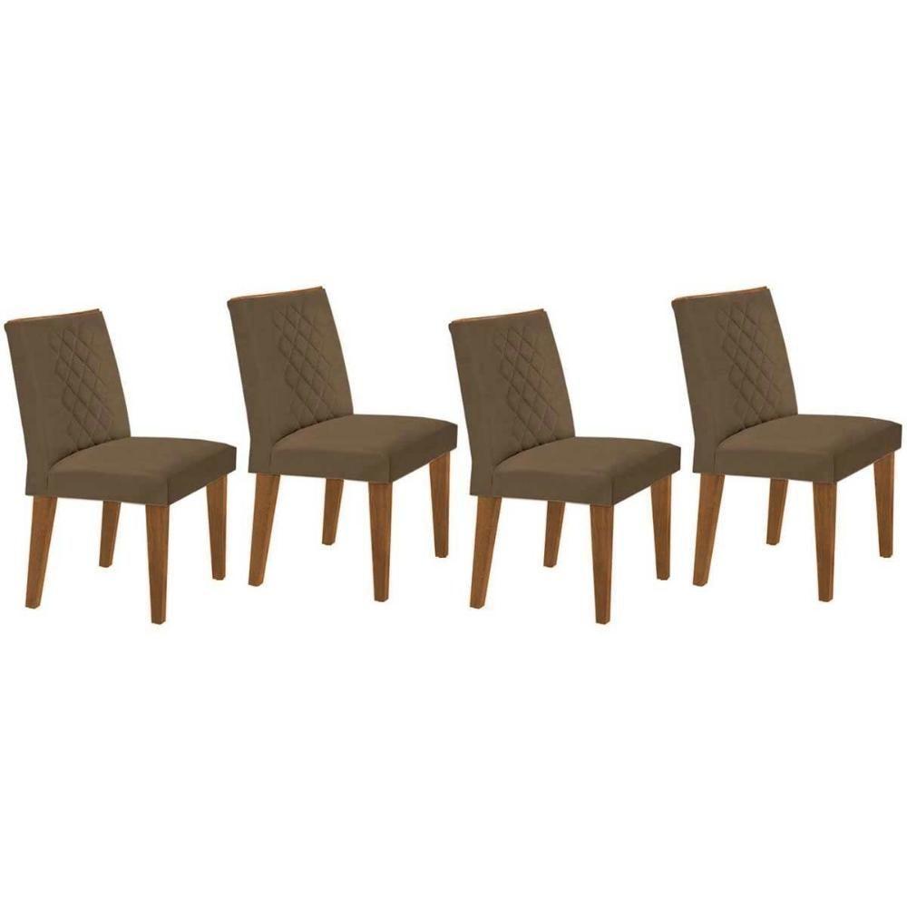Kit 4 Cadeiras De Cozinha Jade 4 Un Capuccino Suede Capuccino Rufato - 1