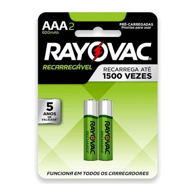 Pilha Recarregavel Rayovac Aaa Palito 600mah Com 2