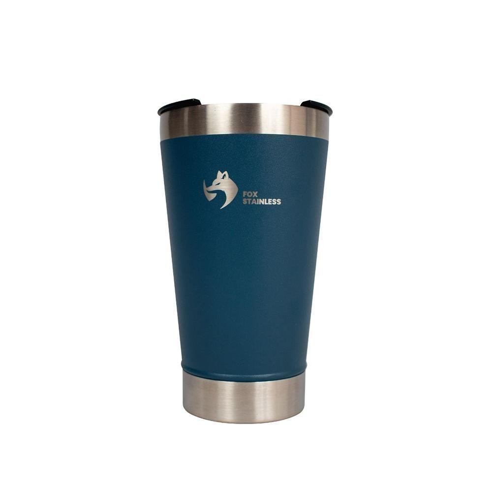 Copo Térmico Fox Stainless Quente E Frio Com Tampa 473ml Azul - 1