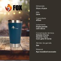 Copo Térmico Fox Stainless Quente E Frio Com Tampa 473ml Azul - 2