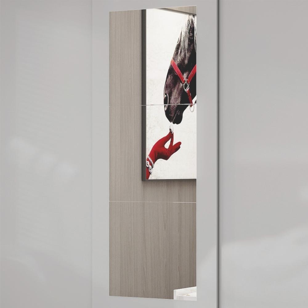 Guarda Roupa Roupeiro Dubai 3 Portas De Correr Com Espelho Central 3 Gavetas Carioca Cinamomo Off White - 2