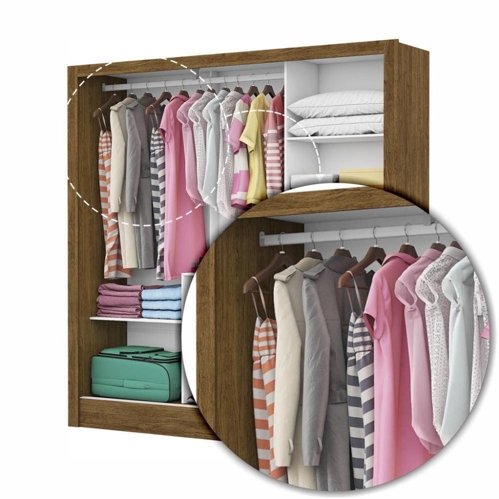 Guarda Roupa Roupeiro Dubai 3 Portas De Correr Com Espelho Central 3 Gavetas Carioca Cinamomo Off White - 8