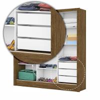 Guarda Roupa Roupeiro Dubai 3 Portas De Correr Com Espelho Central 3 Gavetas Carioca Cinamomo Off White - 7