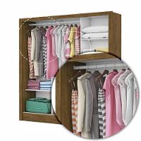 Guarda Roupa Roupeiro Dubai 3 Portas De Correr Com Espelho Central 3 Gavetas Carioca Cinamomo Off White - 8