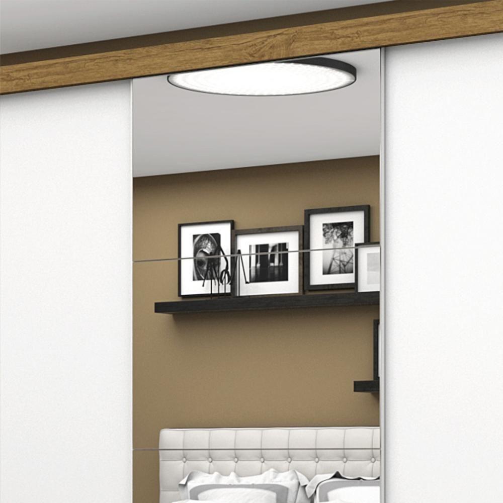 Guarda Roupa Roupeiro Santiago Plus 3 Portas De Correr Com Espelho Central 3 Gavetas Carioca Cinamomo Branco - 4