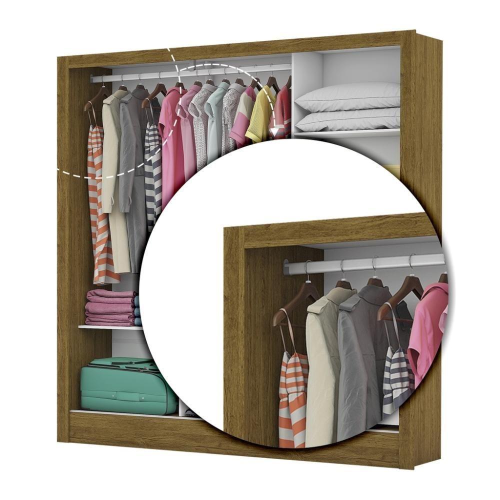 Guarda Roupa Roupeiro Santiago Plus 3 Portas De Correr Com Espelho Central 3 Gavetas Carioca Cinamomo Branco - 5