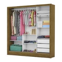 Guarda Roupa Roupeiro Santiago Plus 3 Portas De Correr Com Espelho Central 3 Gavetas Carioca Cinamomo Branco - 6