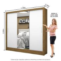 Guarda Roupa Roupeiro Santiago Plus 3 Portas De Correr Com Espelho Central 3 Gavetas Carioca Cinamomo Branco - 7