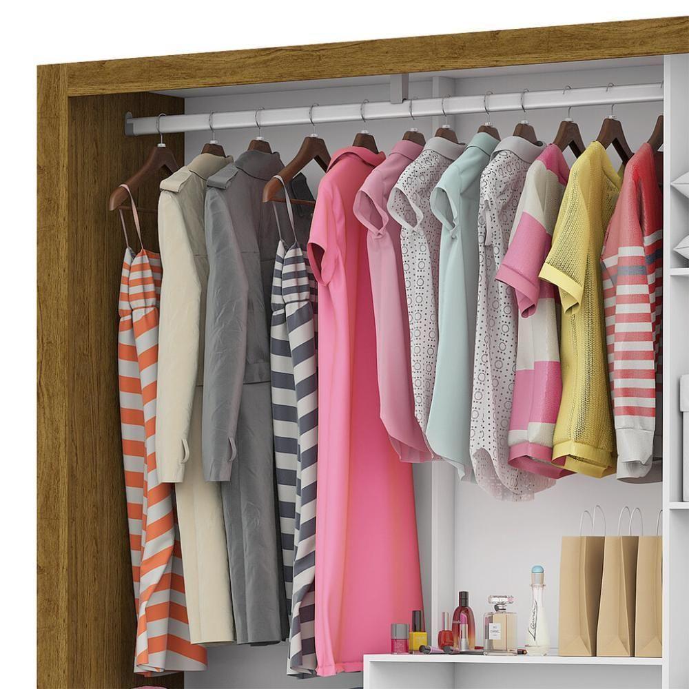 Guarda Roupa Roupeiro Santiago Plus 3 Portas De Correr Com Espelho Central 3 Gavetas Carioca Cinamomo - 2