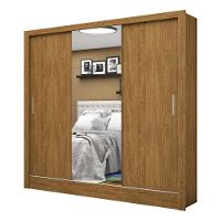 Guarda Roupa Roupeiro Santiago Plus 3 Portas De Correr Com Espelho Central 3 Gavetas Carioca Cinamomo - 1