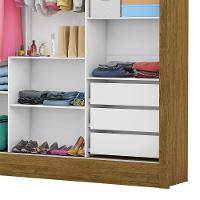 Guarda Roupa Roupeiro Santiago Plus 3 Portas De Correr Com Espelho Central 3 Gavetas Carioca Cinamomo - 3