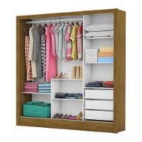 Guarda Roupa Roupeiro Santiago Plus 3 Portas De Correr Com Espelho Central 3 Gavetas Carioca Cinamomo - 5