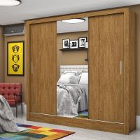 Guarda Roupa Roupeiro Santiago Plus 3 Portas De Correr Com Espelho Central 3 Gavetas Carioca Cinamomo - 7