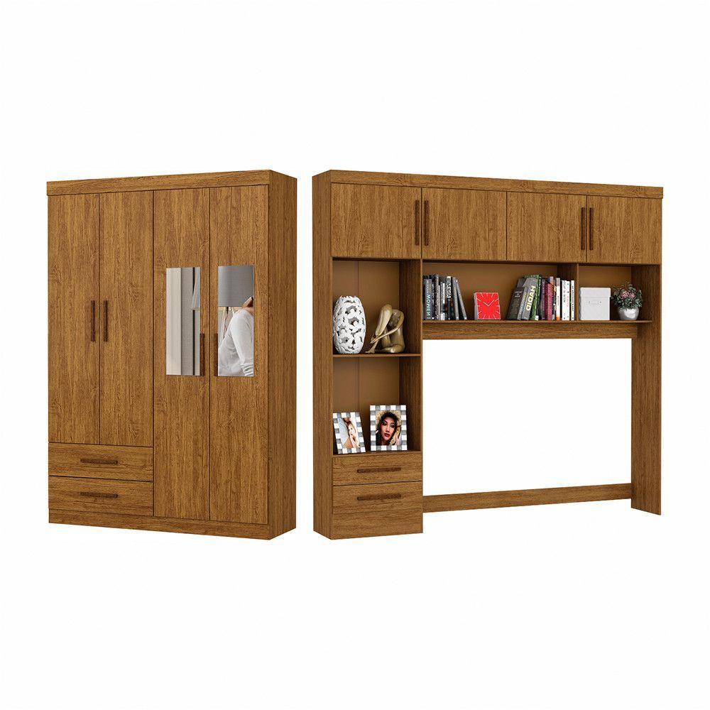 Guarda Roupa Casal Modulado 4 Portas Hércules 4 Portas e 4 Gavetas com Espelho Cinamomo - 2