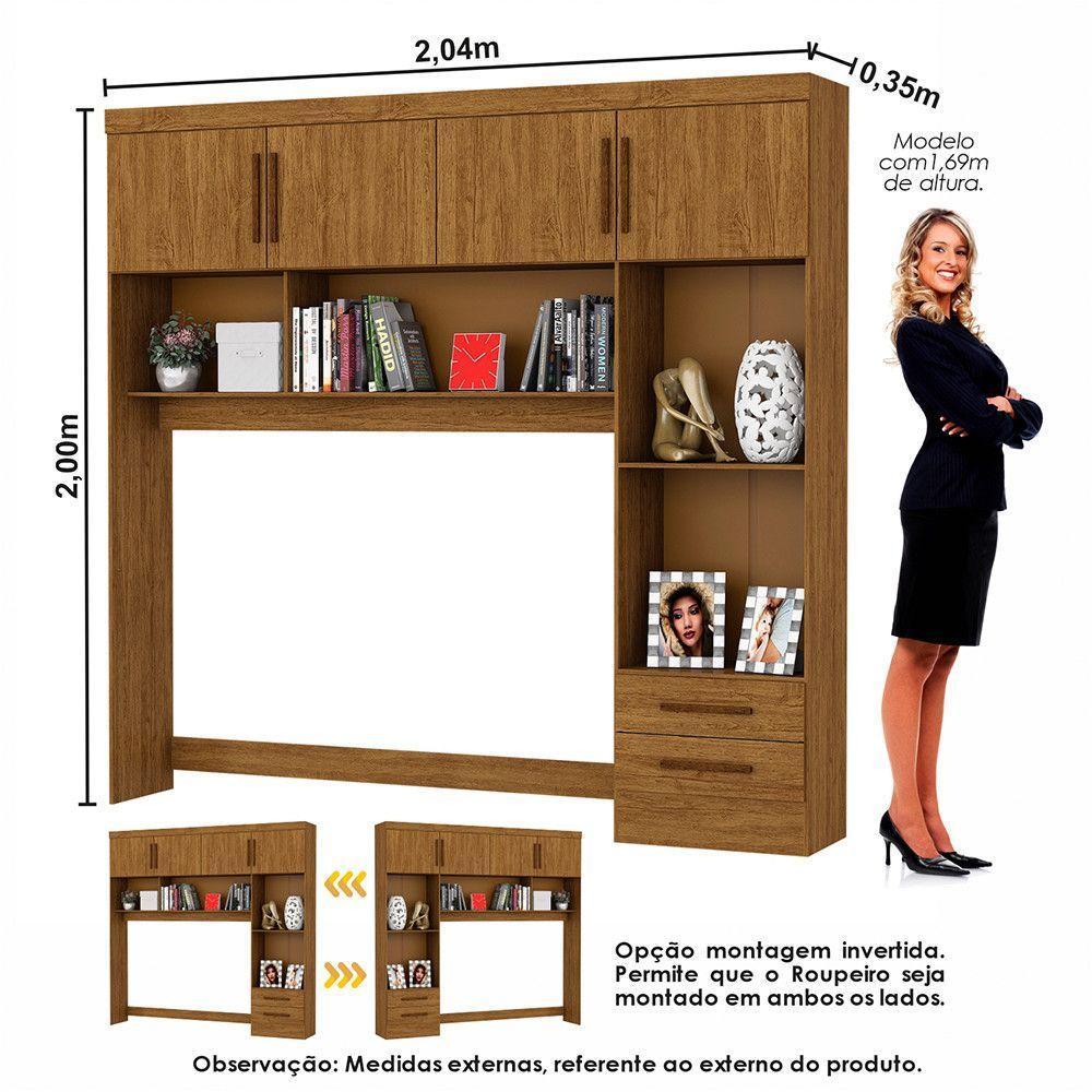Guarda Roupa Casal Modulado 4 Portas Hércules 4 Portas e 4 Gavetas com Espelho Cinamomo - 5