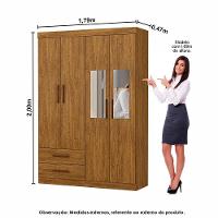 Guarda Roupa Casal Modulado 4 Portas Hércules 4 Portas e 4 Gavetas com Espelho Cinamomo - 6