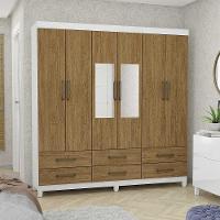 Guarda-roupa D22 6 Portas 6 Gavetas Com Espelho E Pés Branco Cinamomo - 5