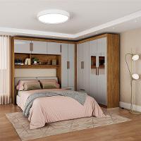 Guarda Roupa Casal Modulado 5 Portas Hercules 4 Portas e 4 Gavetas com Espelho Cinamomo/Off White - 1