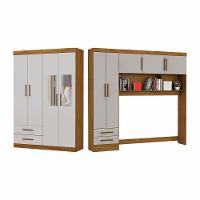 Guarda Roupa Casal Modulado 5 Portas Hercules 4 Portas e 4 Gavetas com Espelho Cinamomo/Off White - 2