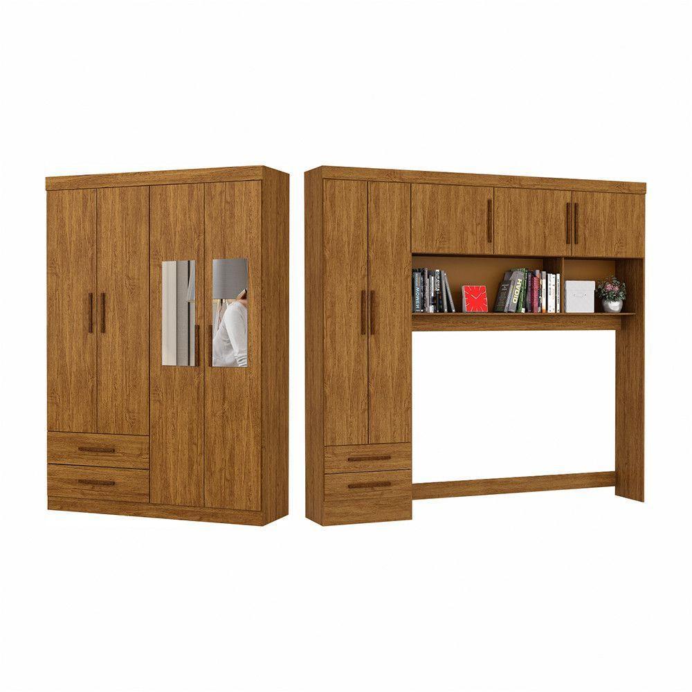 Guarda Roupa Casal Modulado 5 Portas Hercules 4 Portas 4 Gavetas com Espelho Cinamomo - 2